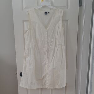GAP Cream Sleeveless Button-Front Dress